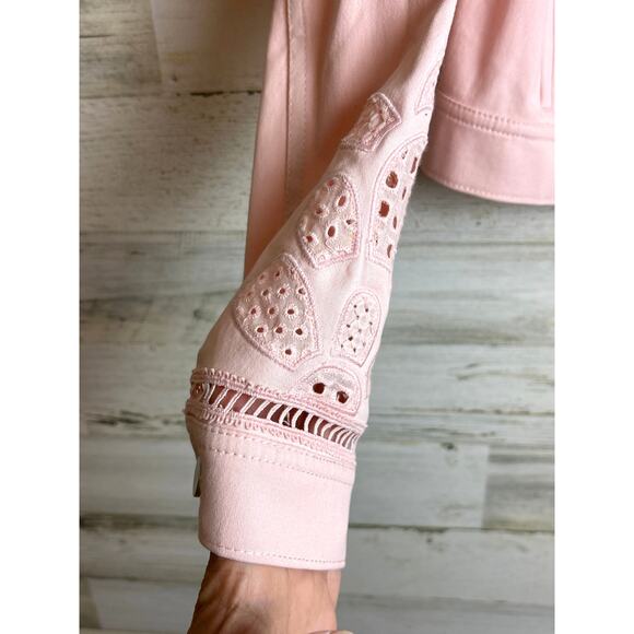 Per Se by Carlisle womens 2/4 Stephanie pink denim cutout Pant Jacket set NEW - Picture 9 of 13